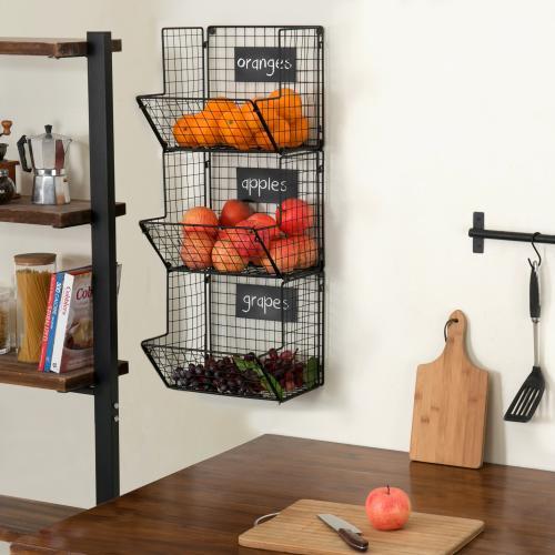 Wall Mounted Produce Baskets with Chalkboard Labels