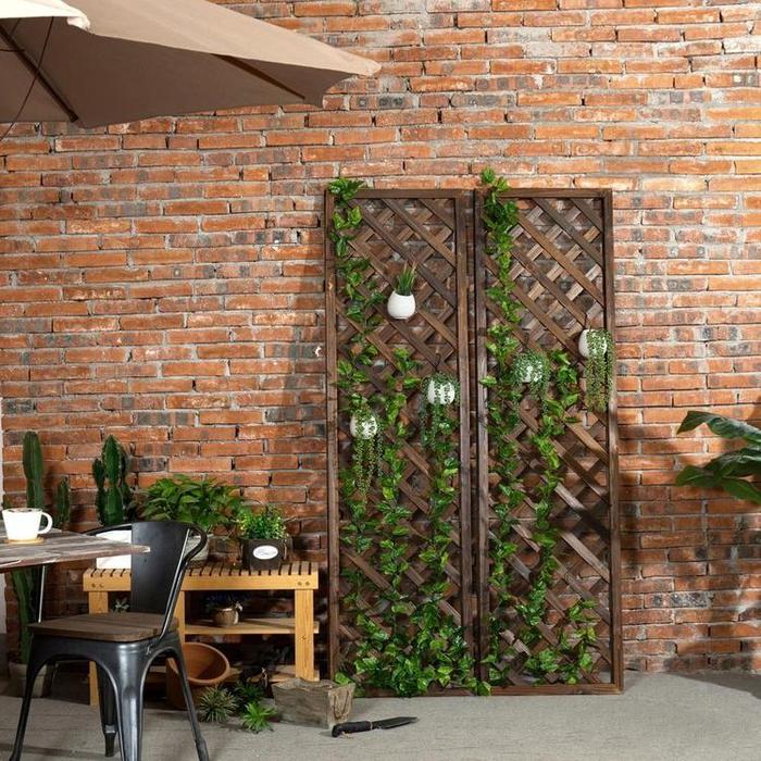 small wood garden trellis Brown Wood Garden Trellis, Set of 2