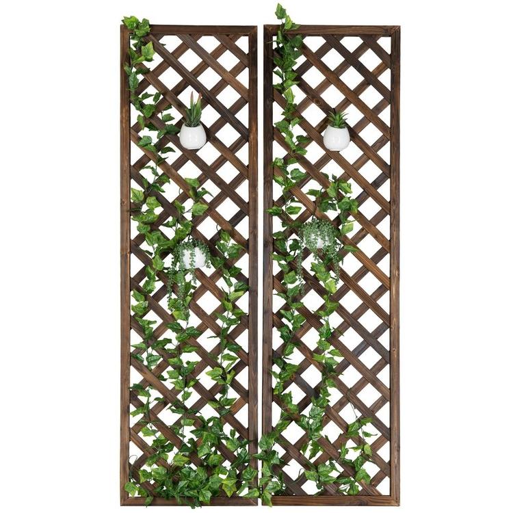 horizontal wood trellis Brown Wood Garden Trellis, Set of 2