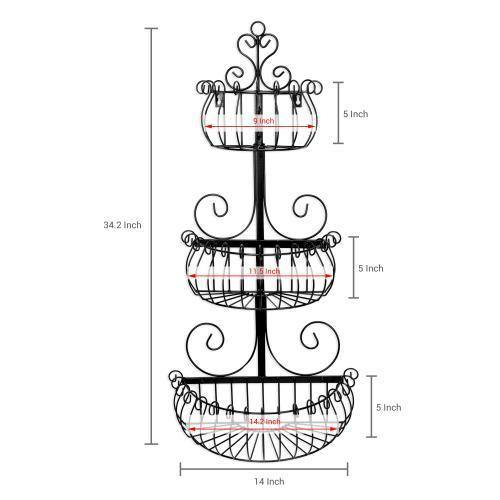 Wall Mounted Scrollwork Design Black Iron Fruit Basket - MyGift