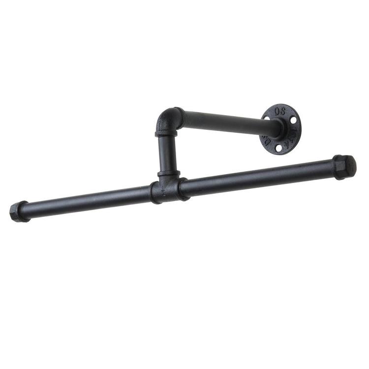 Industrial Rustic Wall-Mounted 20-Inch T-Bar Pipe Hanging Clothing Rack - MyGift Enterprise LLC