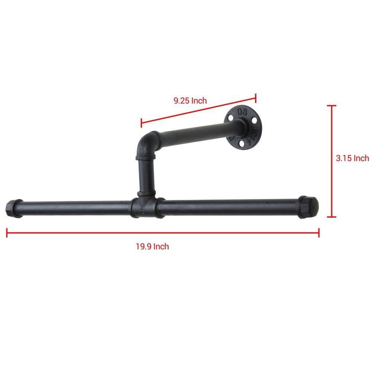 Industrial Rustic Wall-Mounted 20-Inch T-Bar Pipe Hanging Clothing Rack - MyGift Enterprise LLC