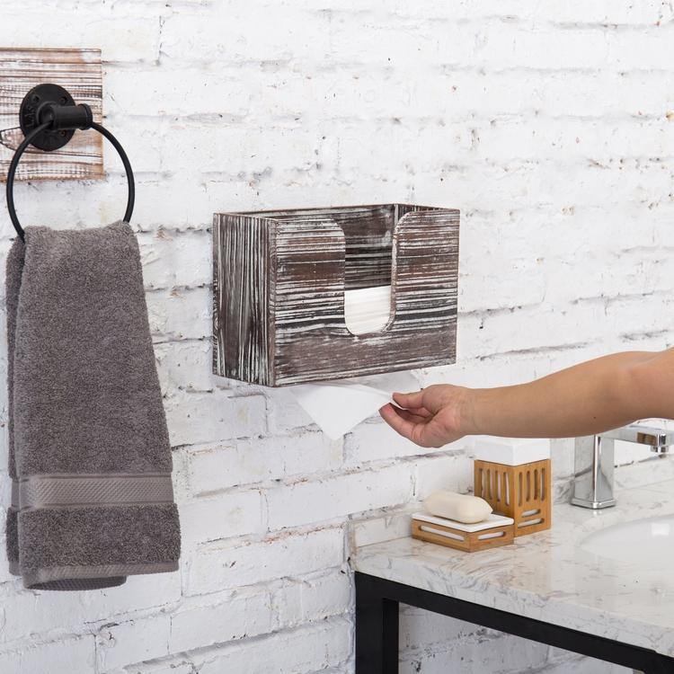 Wall-Mounted Torched Wood Paper Towel Dispenser - MyGift