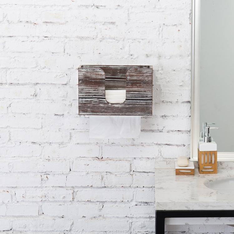 Wall-Mounted Torched Wood Paper Towel Dispenser - MyGift