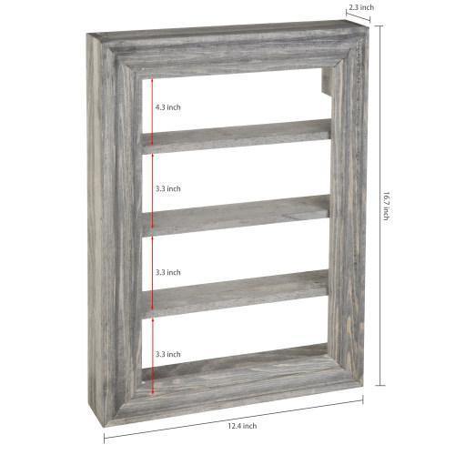 Wall-Mounted Vintage Gray Wood Nail Polish & Essential Oil Rack - MyGift