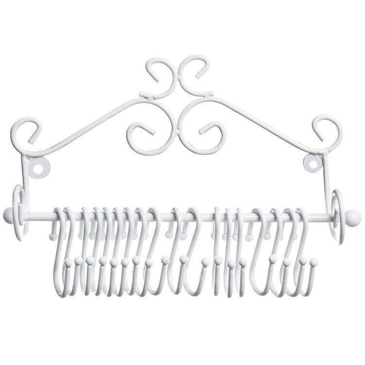 Wall-Mounted White Metal Scrollwork Design Jewelry Rack - MyGift