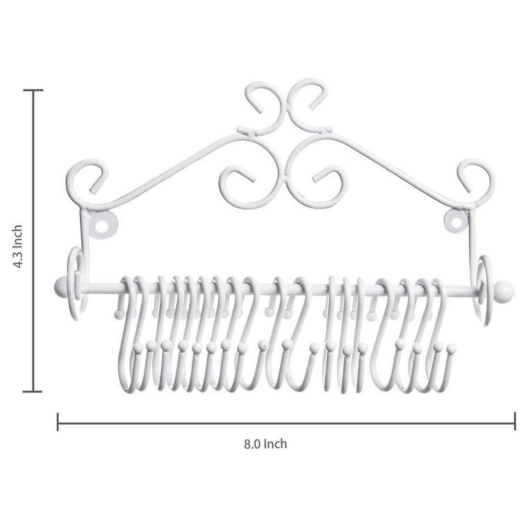 Wall-Mounted White Metal Scrollwork Design Jewelry Rack - MyGift
