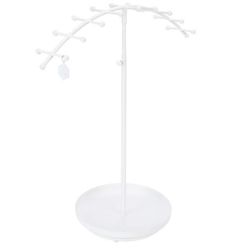 Wave White Metal Jewelry Display Stand with Ring Dish