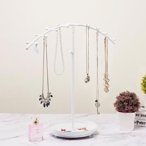 Wave White Metal Jewelry Display Stand with Ring Dish