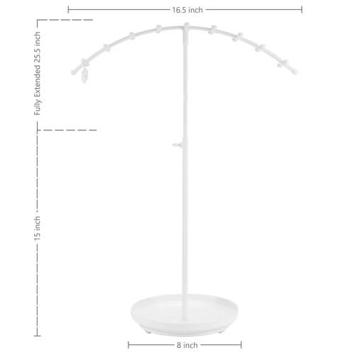 Wave White Metal Jewelry Display Stand with Ring Dish
