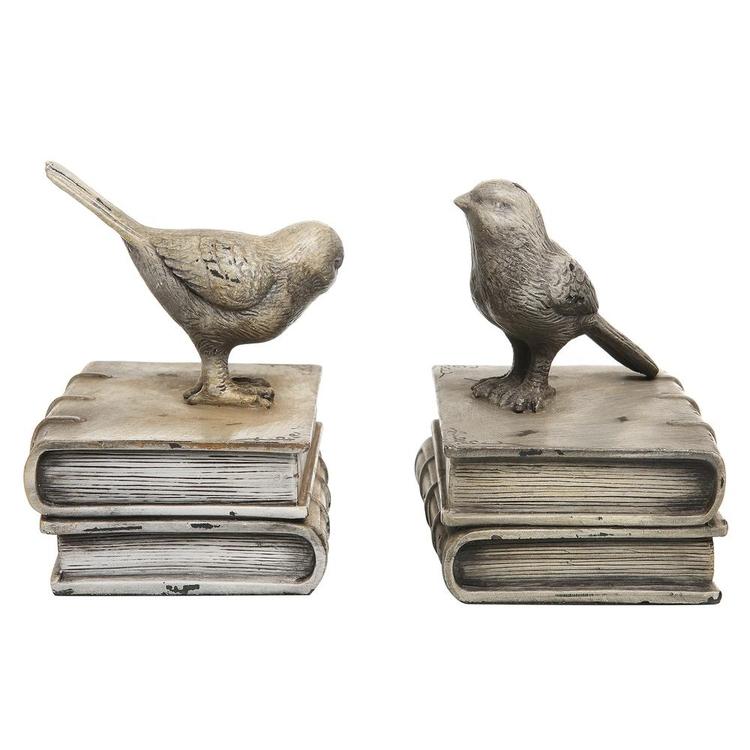 Decorative Birds & Books Design Ceramic Bookshelf Bookends / Paper Weights - MyGift Enterprise LLC