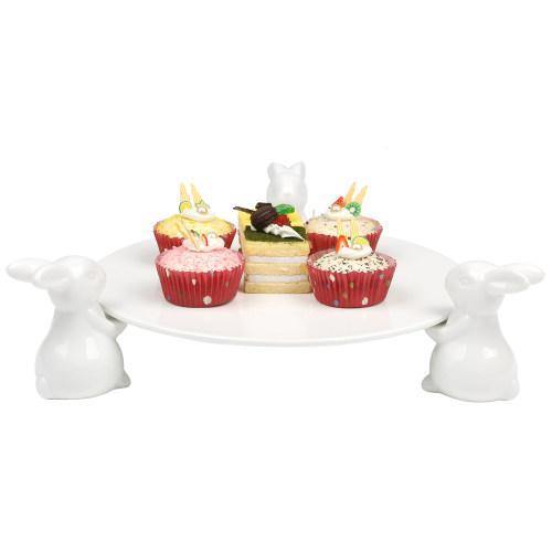 White Ceramic Bunny Serving Plate - MyGift