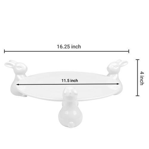 White Ceramic Bunny Serving Plate - MyGift