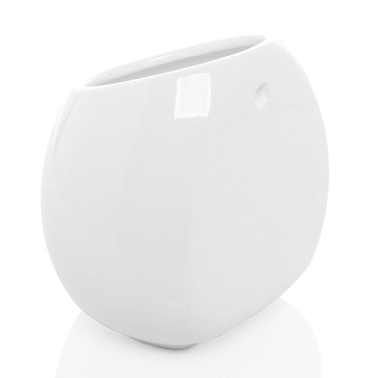 6 Inch White Ceramic Wall Mounted /  Freestanding Decorative Vase Holder Display - MyGift Enterprise LLC