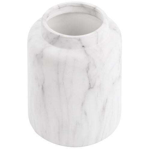 White Marble Pattern Ceramic Flower Vase with Matte Finish - MyGift