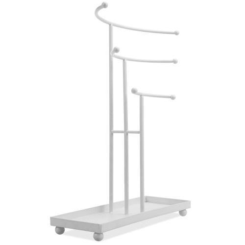 White Metal Curved T-Bar Jewelry Stand with Ring Tray - MyGift