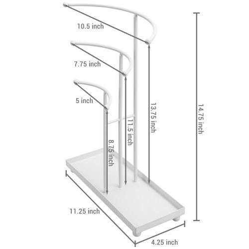 White Metal Curved T-Bar Jewelry Stand with Ring Tray - MyGift