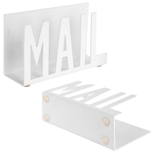 White Metal Desktop Cutout Mail Letter Holder (Set of 2)