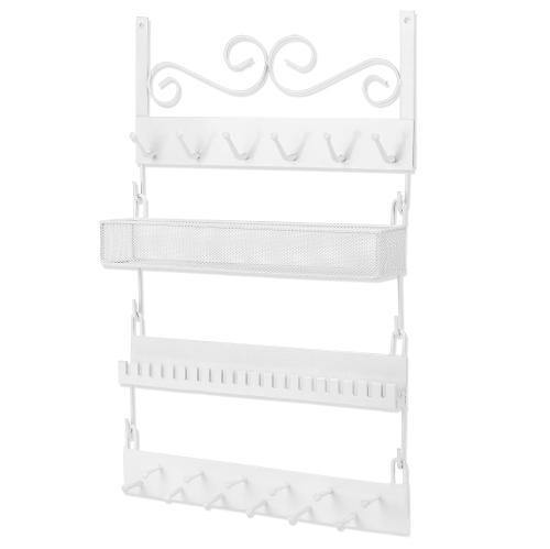 White Metal Wall-Mounted Jewelry Rack - MyGift