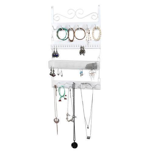 White Metal Wall-Mounted Jewelry Rack - MyGift