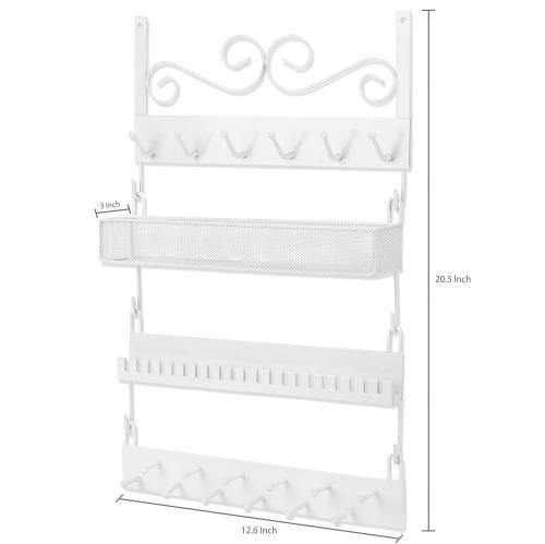 White Metal Wall-Mounted Jewelry Rack - MyGift