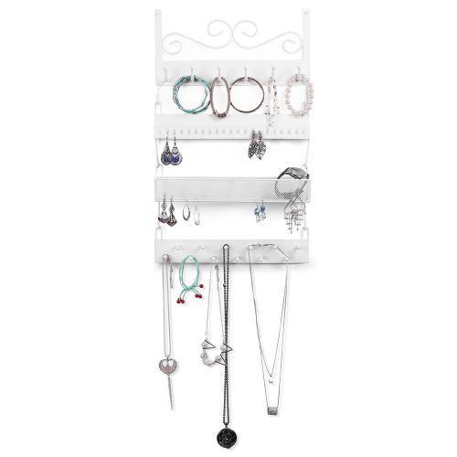 White Metal Wall-Mounted Jewelry Rack - MyGift