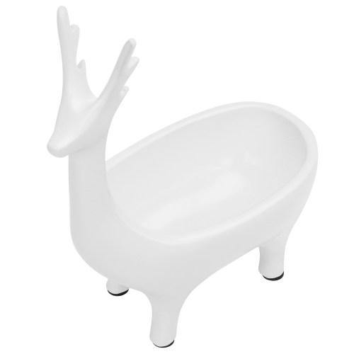 White Resin Deer Design Jewelry Stand with Dish - MyGift