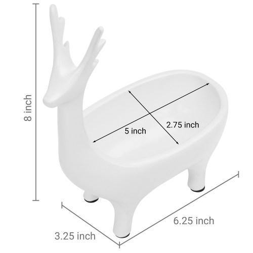 White Resin Deer Design Jewelry Stand with Dish - MyGift