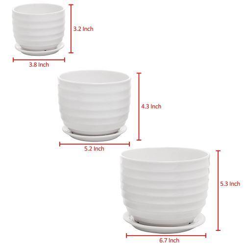 3 inch ceramic flower pots White Round Modern Ceramic Planter Pots, Set of 3 – MyGift