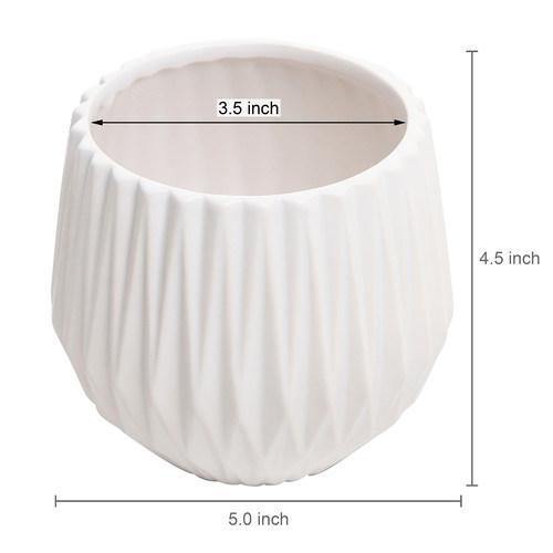 White Textured Ceramic Succulent Planter, Set of 2 - MyGift