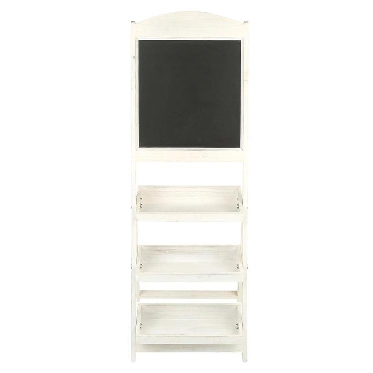 Vintage White Freestanding Wooden Chalkboard Easel with 3 Display Shelves - MyGift Enterprise LLC