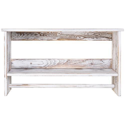 Whitewashed Bathroom Shelf with Towel Bar - MyGift