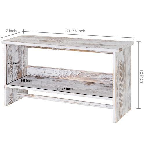 Whitewashed Bathroom Shelf with Towel Bar - MyGift
