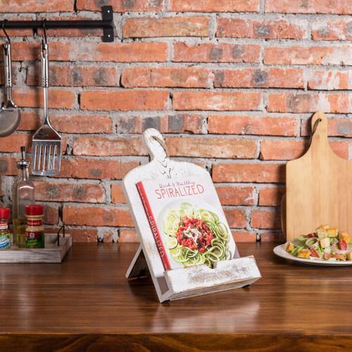 Whitewashed Cutting Board Style Cookbook Holder - MyGift