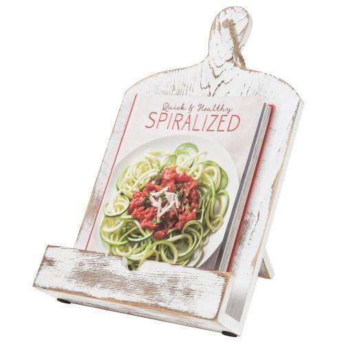 Whitewashed Cutting Board Style Cookbook Holder - MyGift