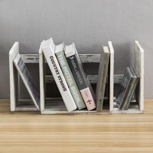 Whitewashed  Expandable Wood Desktop Bookshelf - MyGift