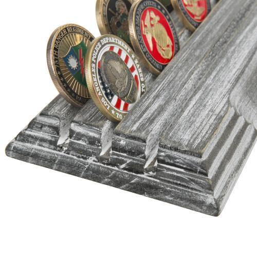 Whitewashed Gray Wood Challenge Military Coin Display Stand - MyGift