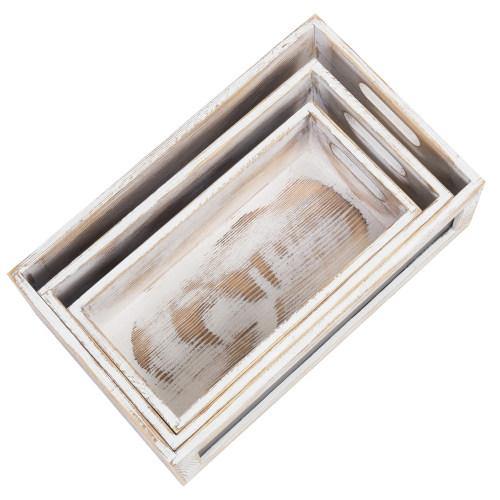Whitewashed Nesting Crates with Chalkboard Panels, Set of 3 - MyGift