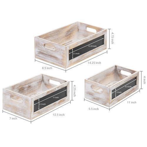 Whitewashed Nesting Crates with Chalkboard Panels, Set of 3 - MyGift