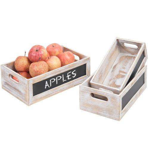 Whitewashed Nesting Crates with Chalkboard Panels, Set of 3 - MyGift
