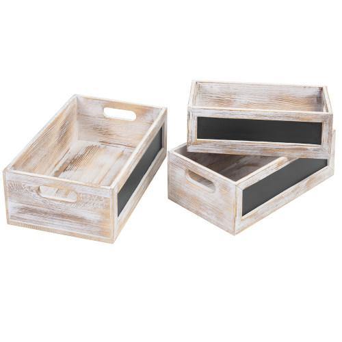 Whitewashed Nesting Crates with Chalkboard Panels, Set of 3 - MyGift