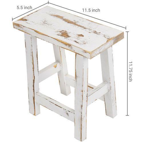 Whitewashed Solid Wood Accent Table/Mini Stool Display Stand - MyGift