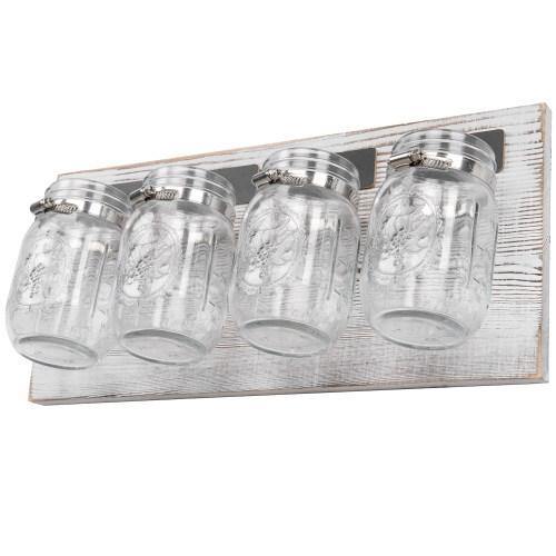 Whitewashed Wall Mounted Wood Mason Jar Organizer - MyGift