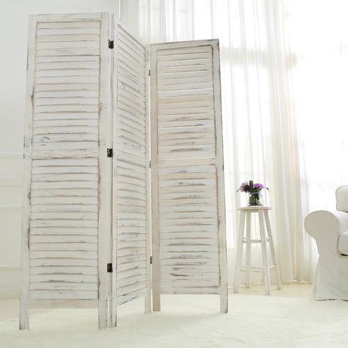 Whitewashed Wood 3 Panel Screen Room Divider - MyGift