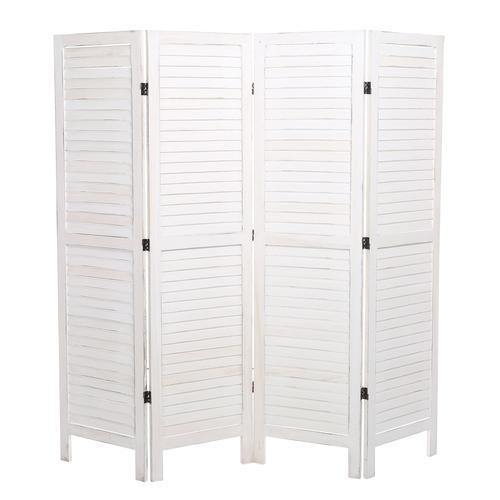 Whitewashed Wood 4-Panel Room Divider - MyGift