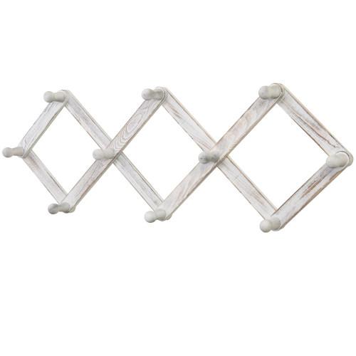 Whitewashed Wood Accordion Peg Coat Rack
