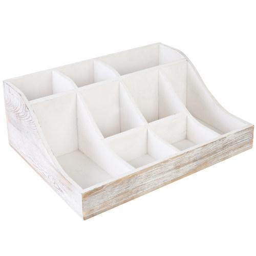 Whitewashed Wood Coffee & Tea Organizer - MyGift