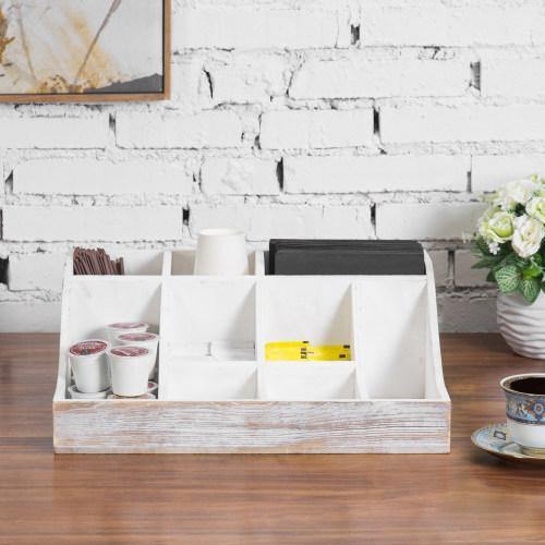 Whitewashed Wood Coffee & Tea Organizer - MyGift