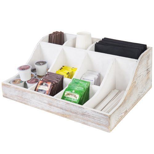 Whitewashed Wood Coffee & Tea Organizer - MyGift