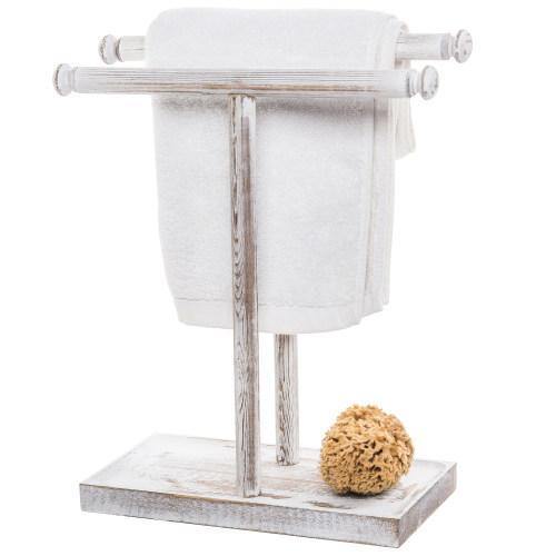 Whitewashed Wood Countertop Hand Towel Stand - MyGift
